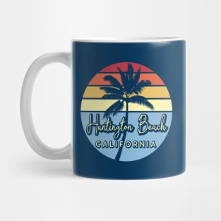 Huntington Beach California Retro Sunset Mug